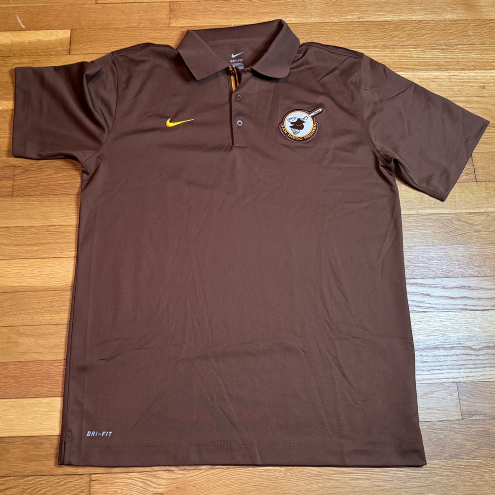 Nike MLB Brown Polo with Yellow Swoosh